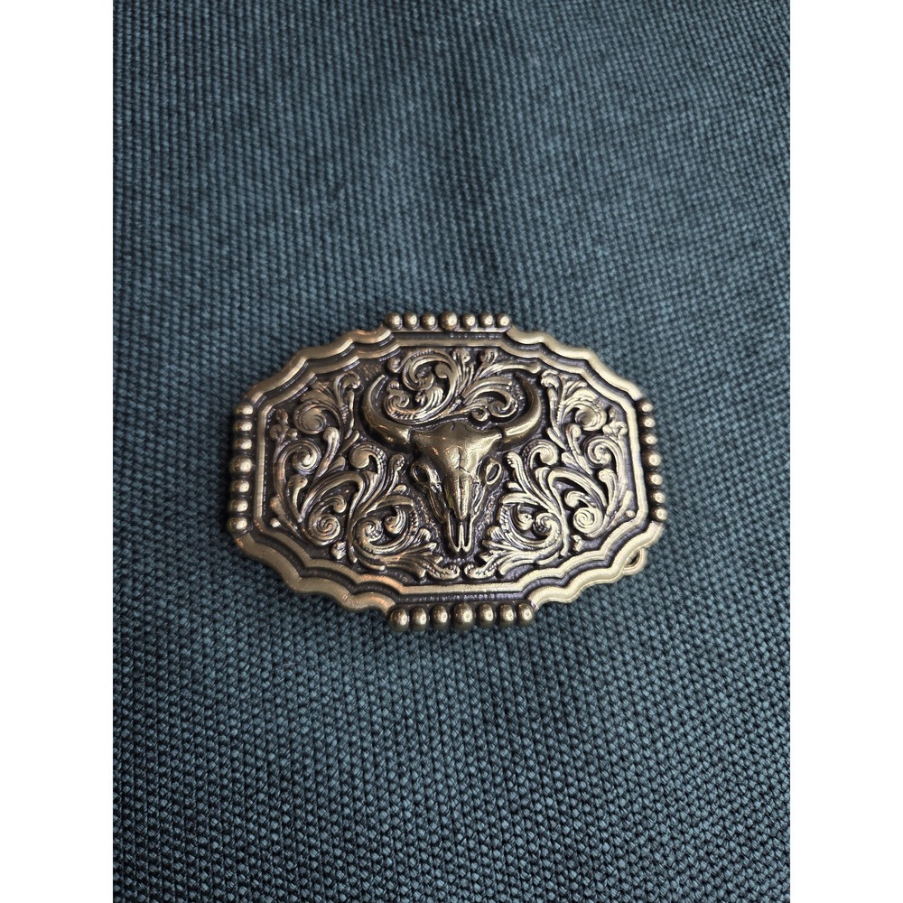 Bronze Steel Horse Head Scroll Belt Buckle Large Western Equestrian